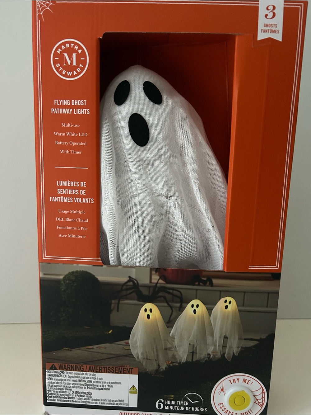 Martha Stewart Set of 3 Flying Ghost Pathway Lights NIB